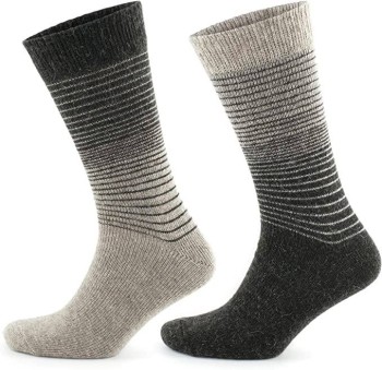 GoWith 2-pack Alpaca Wool Striped Circle Pattern Thermal Washed Soft Natural Winter Shoes Men's Socks For Boots 3098