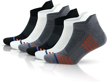 GoWith 6 Pack Bamboo Colored Sports Pattern Reinforced Wash Boxed Seamless Performance Short Booties Men's Socks 3150
