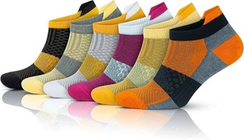 GoWith 6 Pack Bamboo Colored Patterned Reinforced Washing Gift Boxed Seamless Squeegee Short Hiking Running Sport Performance Booties Women's Socks
