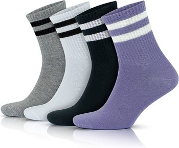 GoWith 4-Pack Cotton Sport Hoop Colorful Soft Flexible Durable College Type Women's Socks 2501