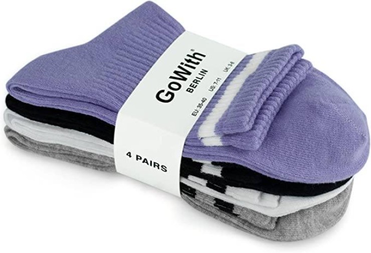 GoWith 4-Pack Cotton Sport Hoop Colorful Soft Flexible Durable College Type Women's Socks 2501